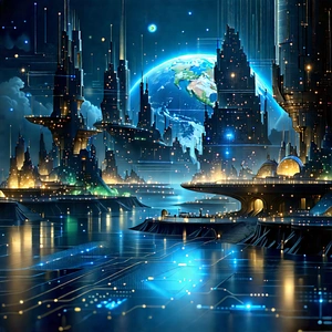 Machine Learning Visualization With Futuristic Scene,