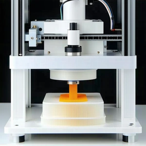 A White Machine Is Shown In The Image, With A Yellow Object Placed On Top Of It