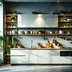 Lifestyle Advertising Photography: Modern kitchen with organized space