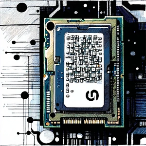 Tech Ink Drawing: Close-up of memory module