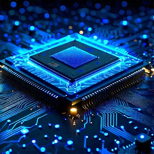 Microchip With Data Streams With Close-up Computer