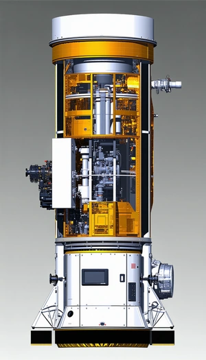 A Large, Yellow And Black Machine With A Lot Of Pipes And Tubes