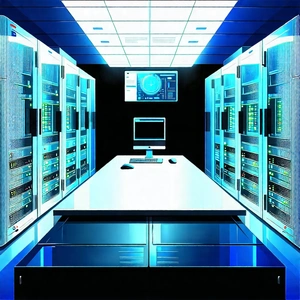 Tech Watercolor Painting: Futuristic server room
