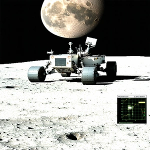A Rover On The Moon, With A Large Satellite Dish On Top Of It