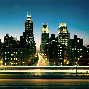 Urban Editorial Photography: Cityscape Of Downtown District During Night With Captures Beautiful