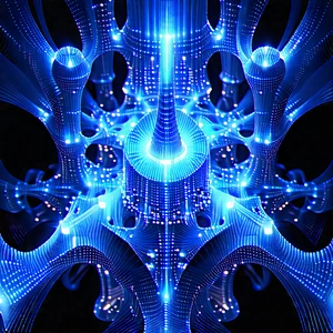 Quantum computer with blue light (glow:1.1)