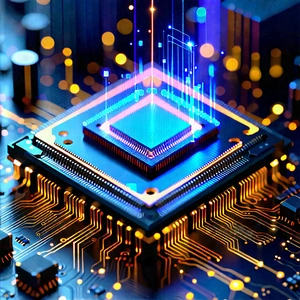 Microchip With Laser Scanning With Close-up Computer