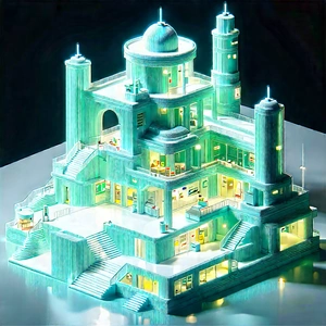Futuristic Research Laboratory With Large, Colorful