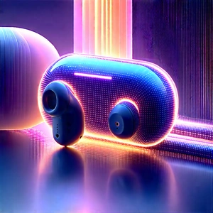 Wireless Earbuds With (digital:1.48) Artwork With Futuristic-looking Speaker