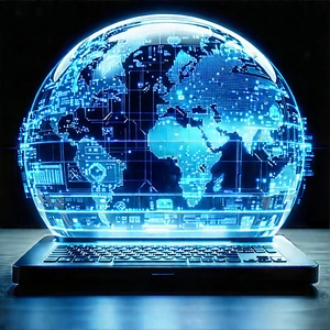 Educational Technology In Research Center With Laptop Computer