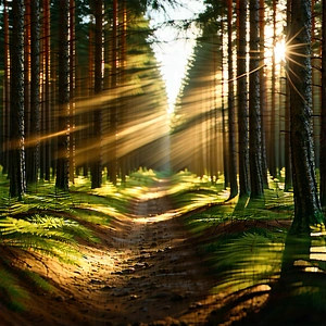Nature Stock Photography: Path through pine forest