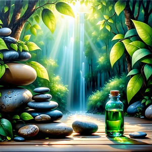 Lifestyle Acrylic Painting: Wellness Scene With Natural (lighting:1.5) With Image, There