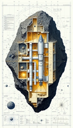 A Large Spacecraft Is Docked Inside A Large Building, Which Appears To Be A Space Station
