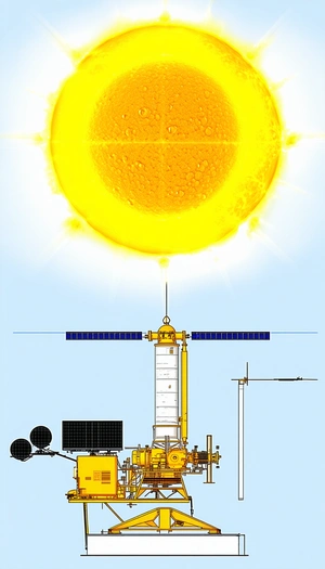 A Large Satellite Dish With A Yellow Tower Attached To It