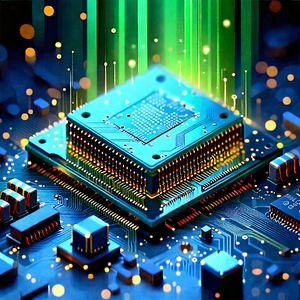 Circuit Board With (digital:1.33) Particles With Close-up Computer