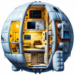 In The Image, There Is A Large White Sphere That Appears To Be A Space Station Or A Spacecraft