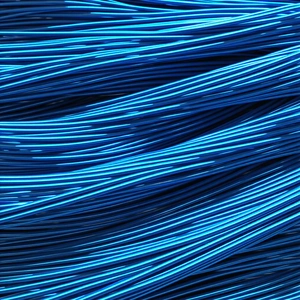The image features a large blue wire, possibly a neon wire, that is...