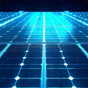 Solar Panel With Blue Light Glow With Large Blue
