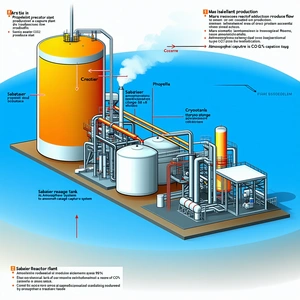 The Image Is A Diagram Of A Chemical Plant, Showing The Process Of Creating A Product