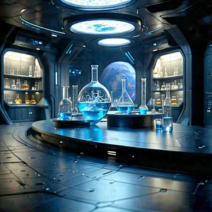 Futuristic Research Laboratory With Image, There