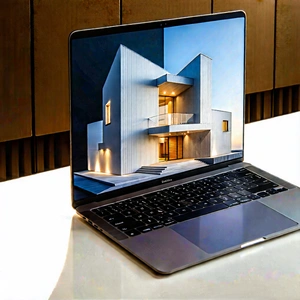 Tech Architectural Photography: Laptop With Digital Artwork With Laptop Computer