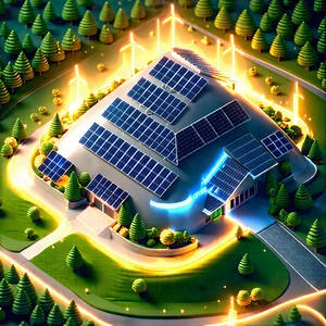 Innovative Renewable Energy (design:1.33) With Large Building