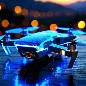 Drone With Holographic Display With Blue Drone