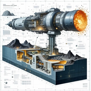 A Large, Futuristic Spacecraft Is Shown In A Detailed Illustration