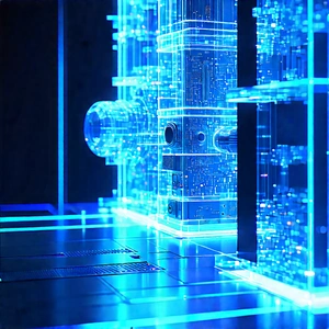 Quantum computer with blue light glow