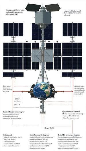 The Image Is A Diagram Of A Space Station With A Large Satellite Dish At The Center
