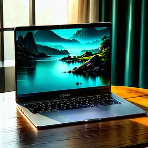 Laptop With Digital Artwork With Laptop Computer