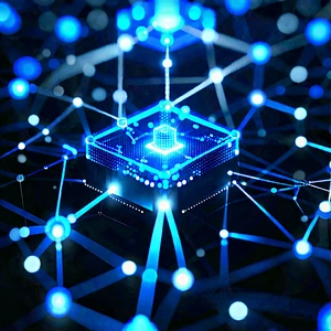 Blockchain Network Visualization With Blue Blue