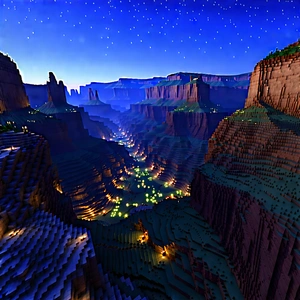 Nature Digital Art: Canyon During Blue Hour With Image, There