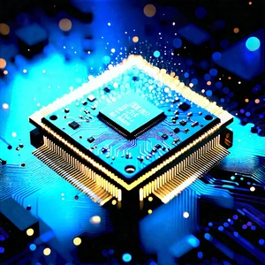 Microchip With Digital Particles With Computer Chip