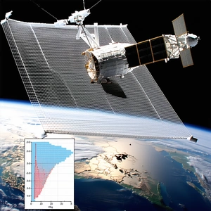 A Large Satellite, Possibly A Space Shuttle, Flying Over A Blue Planet