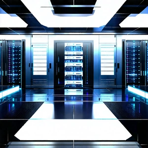 (futuristic:1.35) Server Room With Image, There