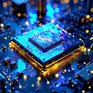 Microchip With Holographic Projection With Close-up Computer