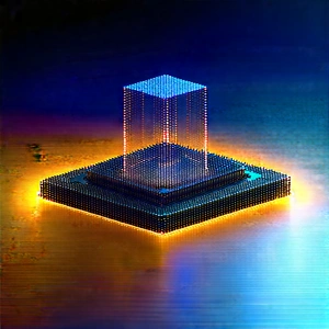 Quantum Computer With (digital:1.29) Particles With Blue Yellow