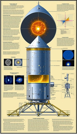 The Image Is A Poster That Features A Space Shuttle, With A Large Sun In The Center