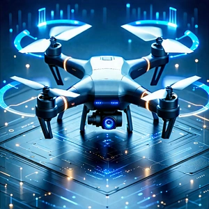 Tech Isometric Design: Drone with data visualization