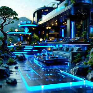 (futuristic:1.2) smart home