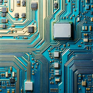 Tech Gouache Painting: Close-up of electronic circuit