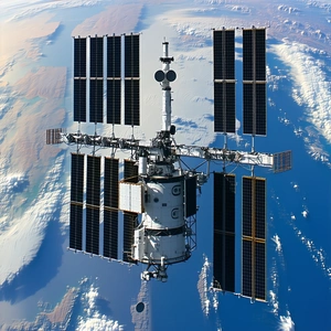 A Space Station With A Large Dome-shaped Structure, Which Is Likely A Part Of The Space Station