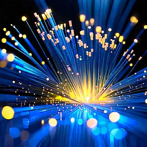 Close-up Of Fiber Optic Cables With Close-up Blue