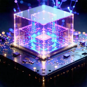 Quantum Computer With Data Streams With Close-up Computer