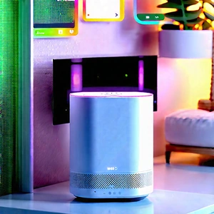 Smart Home Device With Streaming Content With White Speaker