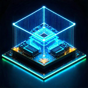 Quantum Computer With Neon Accents With Image, There