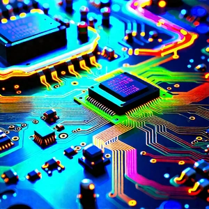 Circuit board with neon accents