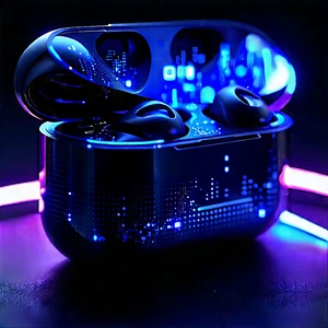 Wireless Earbuds With Glowing Screen With Black Blue