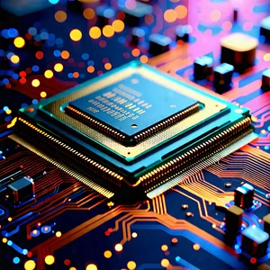 Tech Digital Illustration: Close-up Of Microprocessor With Close-up Computer